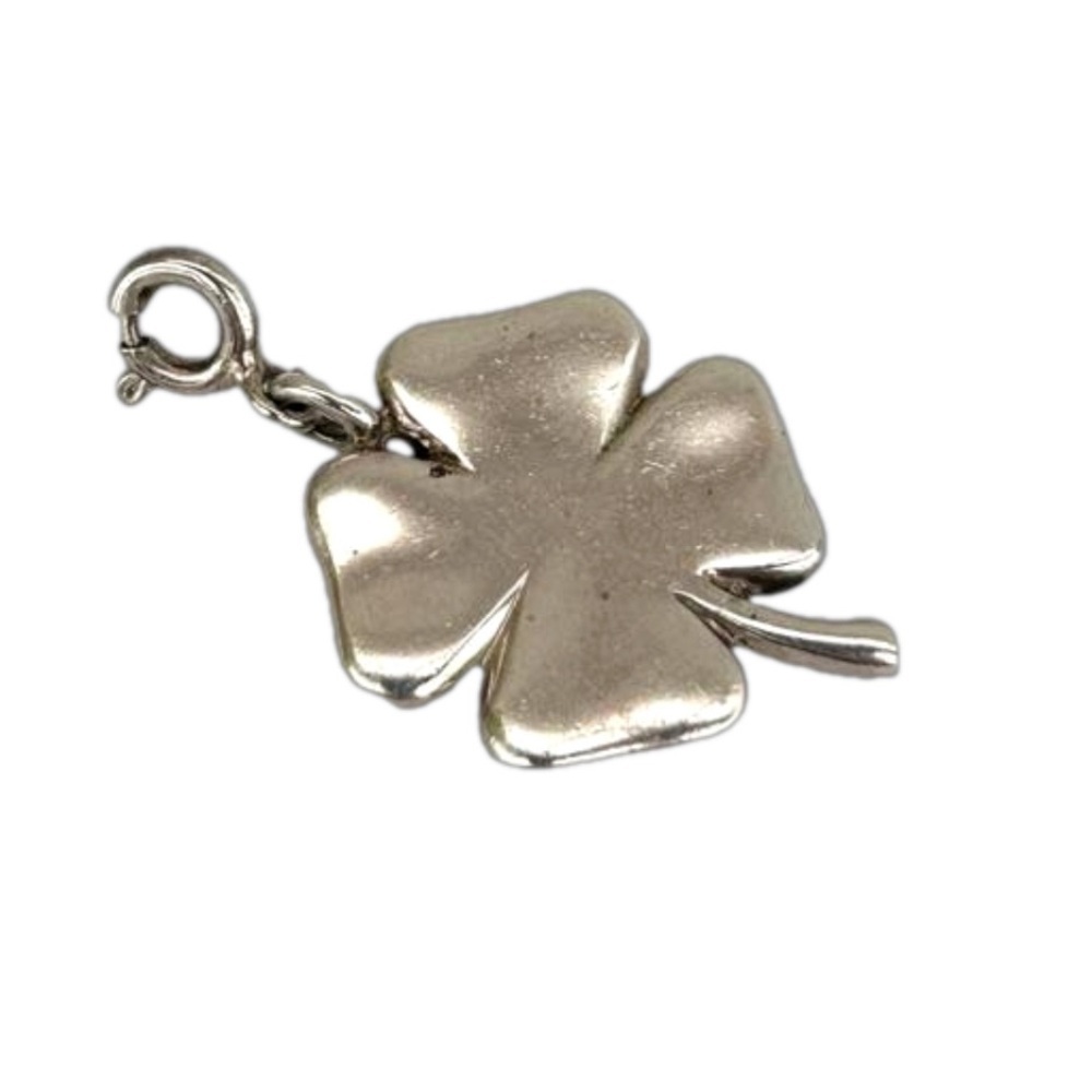 Sterling Silver Four Leaf Clover Good Luck Pendant  Vtg Minimalist 925 Thailand